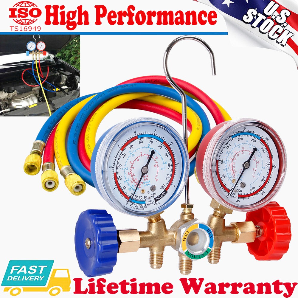 AC Diagnostic Manifold Freon Gauge A/C Tool Kit