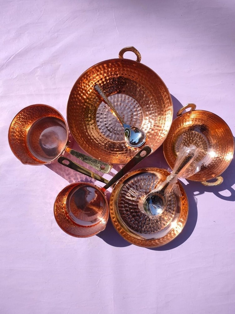 Pure Copper Cookware Set 10 Piece Set with Serving Spoon