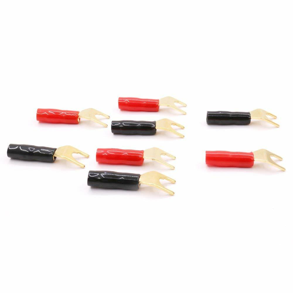 8pcs Gold Plated Y Spade Terminal Connector HiFi Audio Speaker Cable Plug