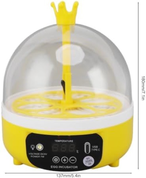 Mini Egg Incubator, Temperature Control Digital Incubators, 4 Eggs Candler Po...
