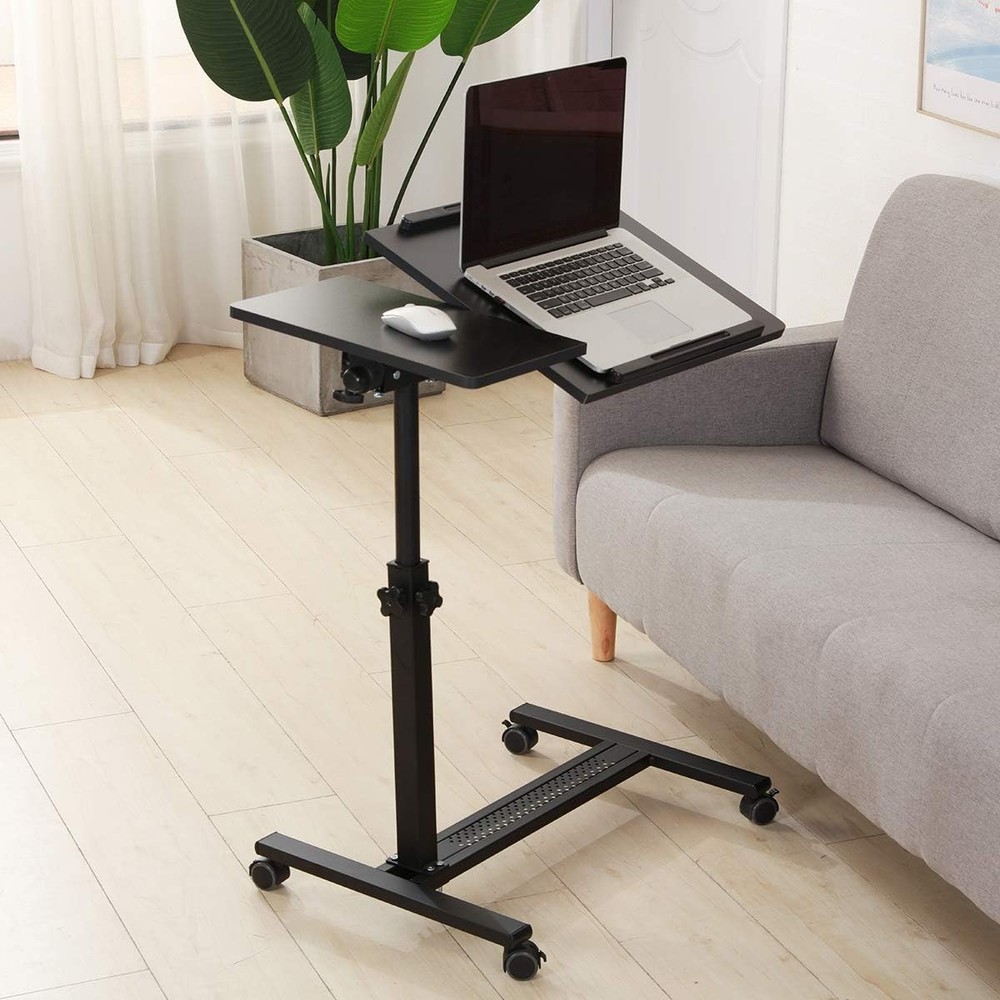 Over Bed Table W/ Wheels Adjustable Rolling Laptop Table Overbed Desk