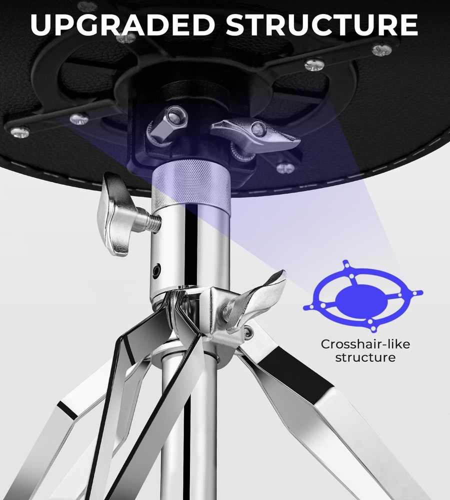 Adjustable Drum Throne Stool Double Braced with Drumsticks