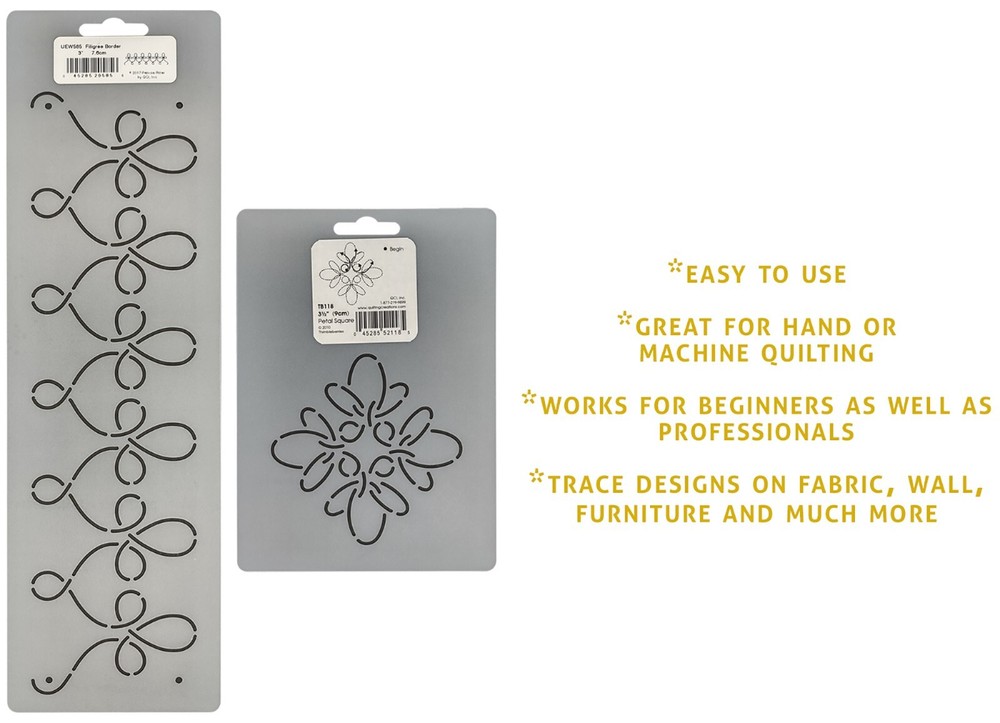 2 Quilting Stencils Loops Border & Floral Loop Block Continuous Line Stencil Set