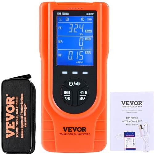 EMF Meter Electromagnetic, 3-in-1, Radiation Detector, 5Hz-3.5GHz, Rechargeable
