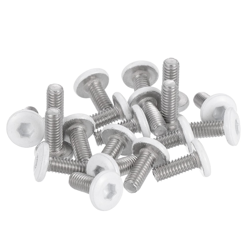 20 Pcs M4-0.7 x 10mm Button Head Hex Socket Head Screws, White