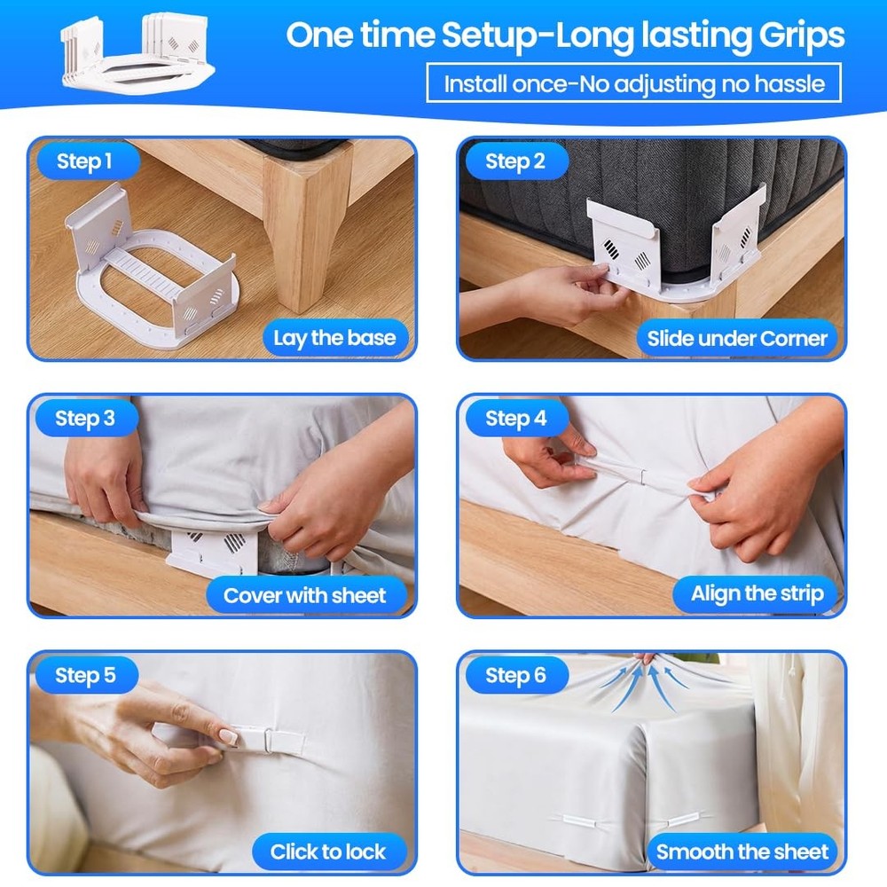 4PCS Bed Holders for Corners - 90° Foldable Bedsheet Holder - Mattress Corner...