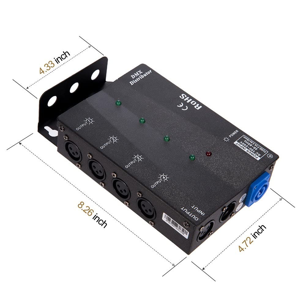 4way Isolated Dmx Splitter Amplifier Distributor With 3pin Outputs