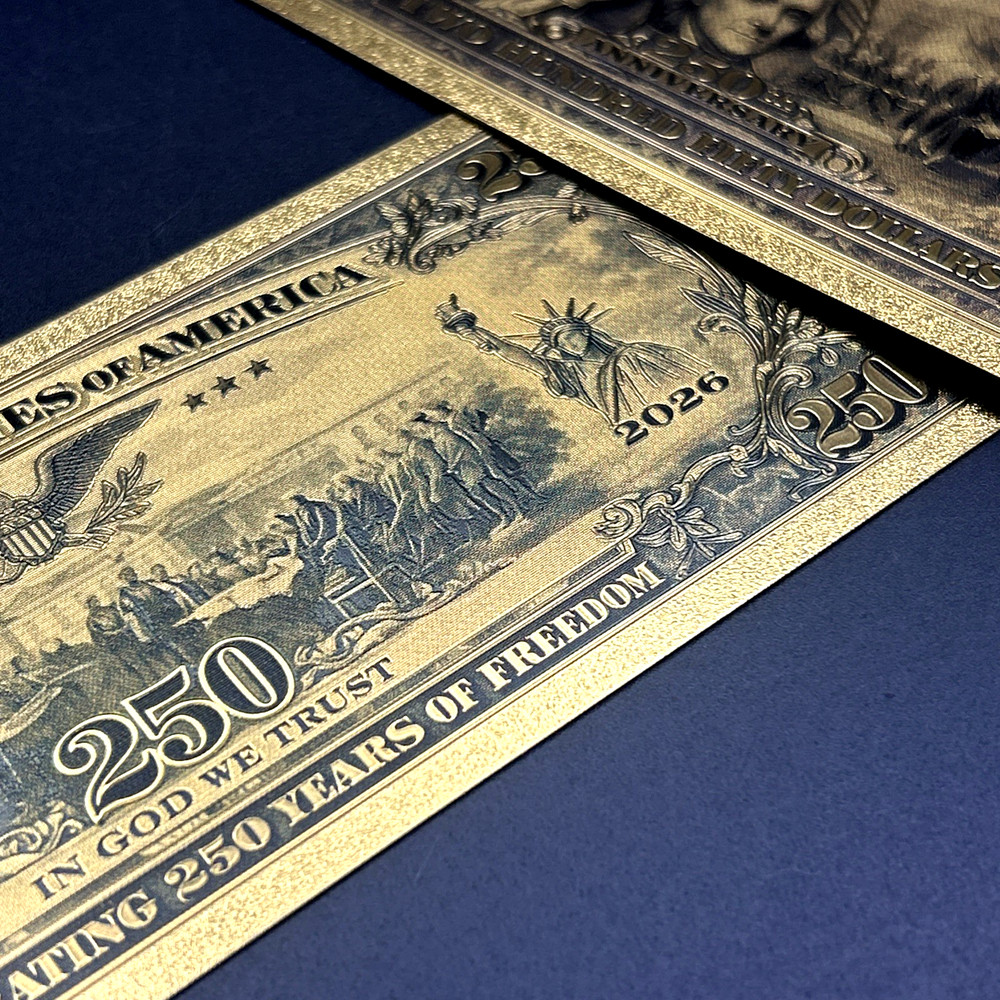 USA *250th Anniversary Banknote 24K GOLD Plated Foil Souvenir Collection Bill