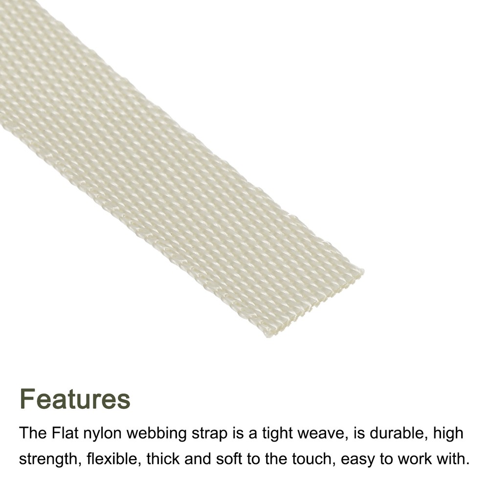 Flat Nylon Webbing Strap 3/8 Inch 50 Yards Milky White for Backpack