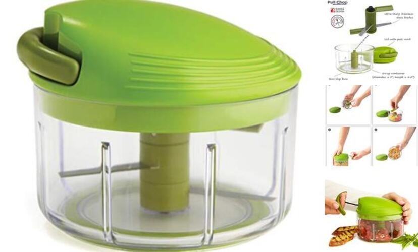 Pull Chop Chopper/Manual Food Processor with Cord Mechanism, Green, 2-Cup
