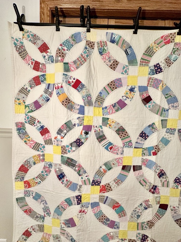 Handmade Patchwork Cotton Wedding Ring Quilt