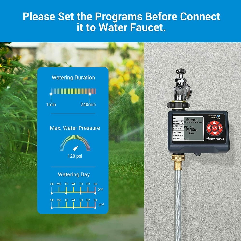 DEWENWILS Sprinkler Timer Water Hose Garden Irrigation Timer with 4 Programmable