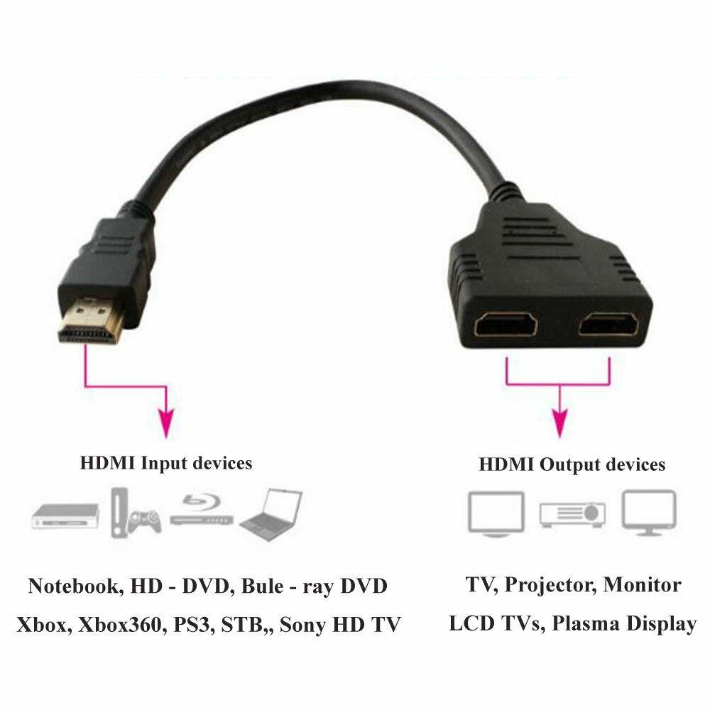 4K HDMI Cable Splitter Adapter 2.0 Converter 1 In 2 Out 1 Male to 2 Female lot