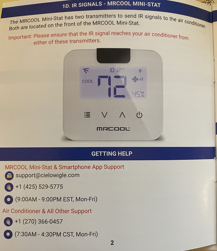 MrCOOL Mini Stat Thermostat for Ductless Mini-Split System ~ Model MS103WA~ NEW!