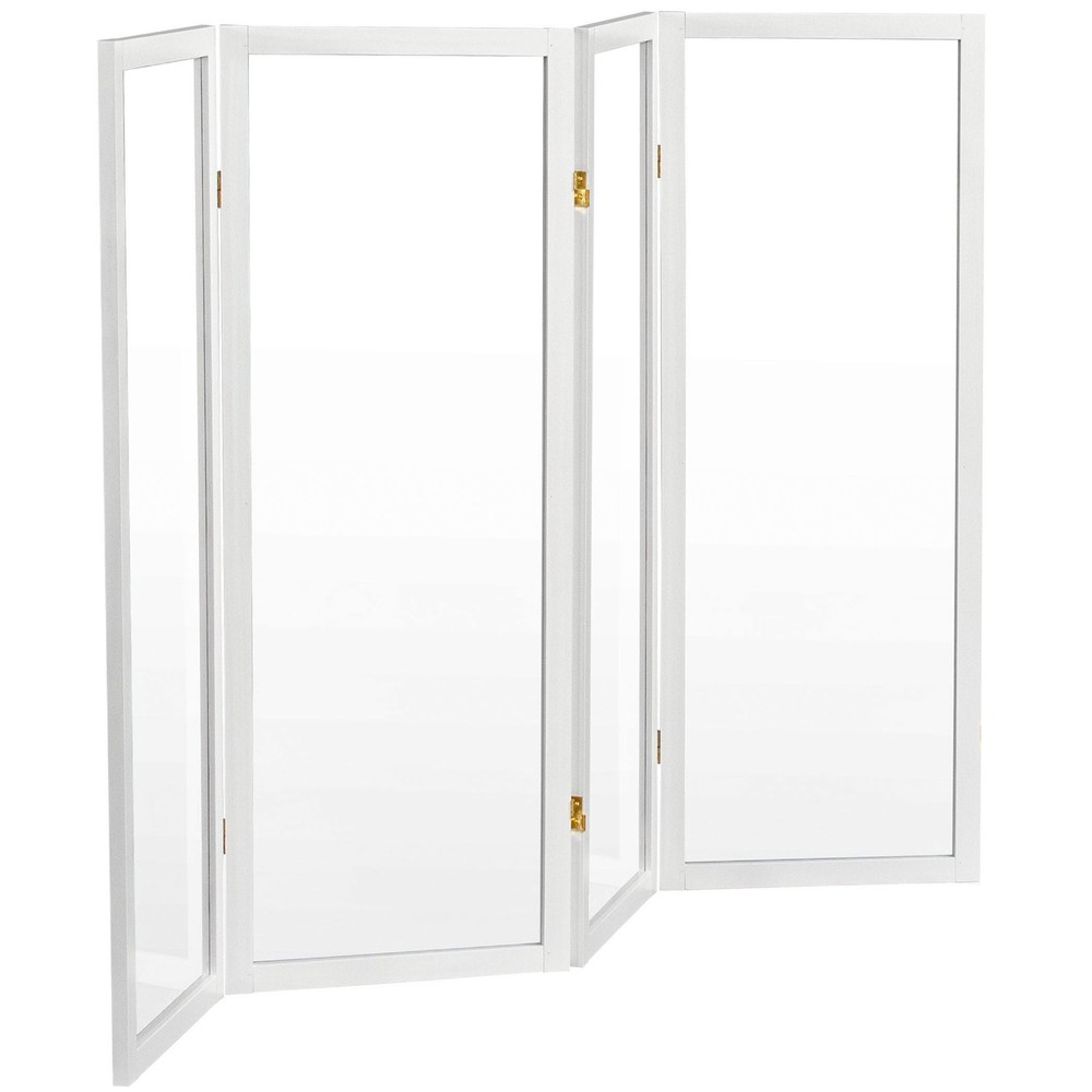 4 ft. Short Clear Plastic Partition White 4 Panel
