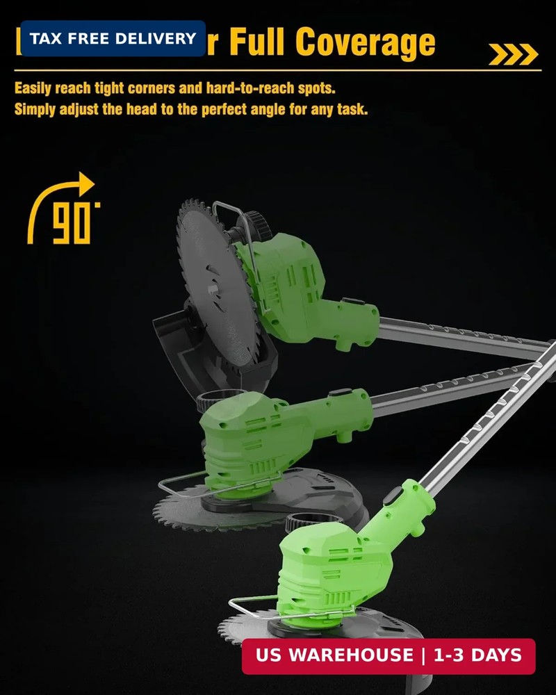 Cordless Weed Wacker Battery Powered, 21V Electric Weed Eater & String Trimmer -