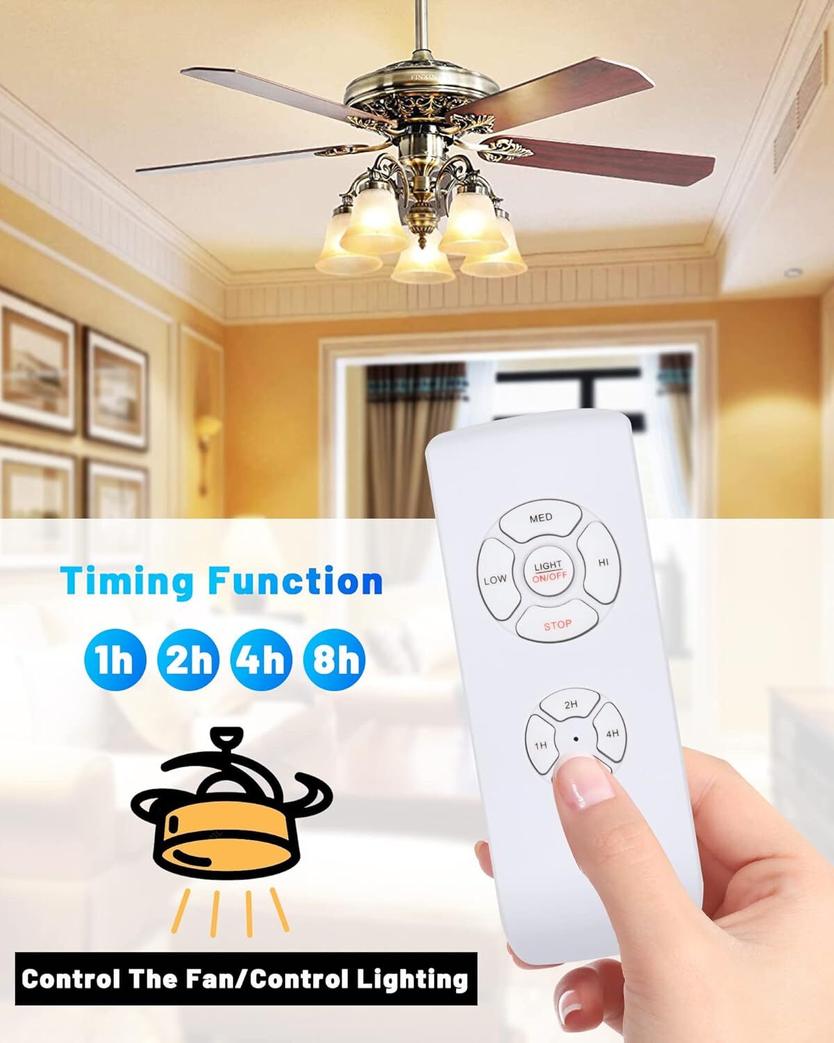 Universal Wireless Remote Control and Receiver Kits for Ceiling Fan Lamp Home