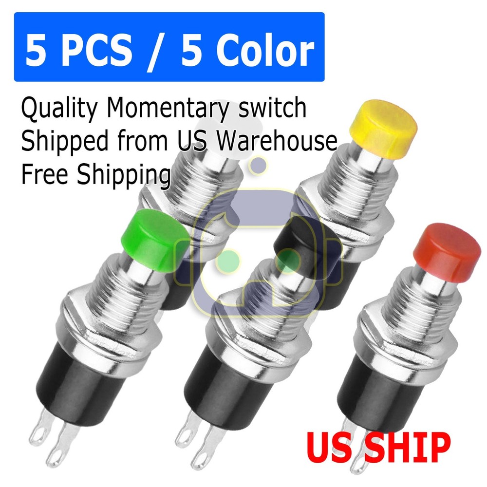 5 x Momentary Push Button Small Switch Power DC 50V 0.5A Color Knob Panel Click