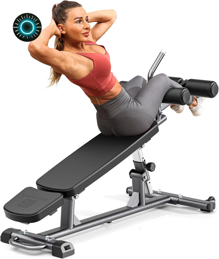 Semi-Commercial Sit-Up Bench with Reverse Crunch Handle for Ab & Core Workout ..
