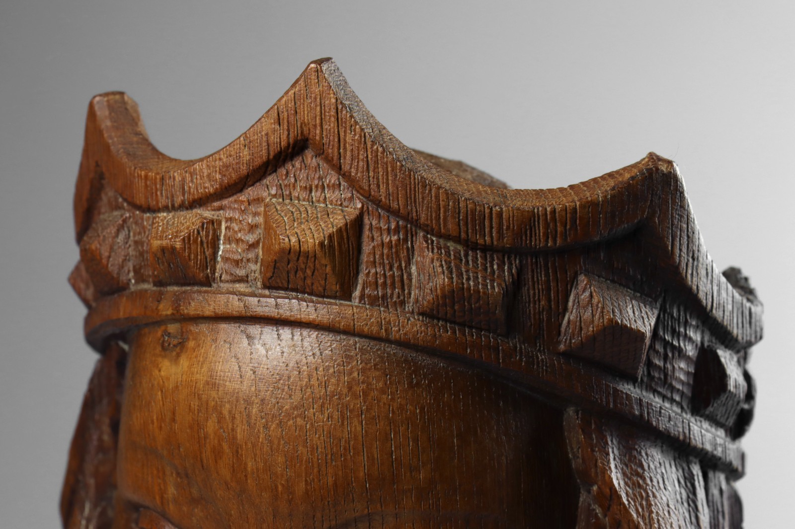 Antique 19th Century Ecclesiastical Gothic Carved Wood Head Of The Madonna