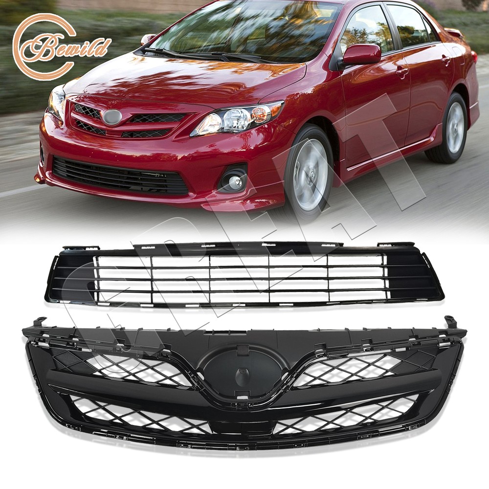 For 2011 2012 2013 Toyota Corolla Front Upper & Lower Bumper Grille Assembly Set