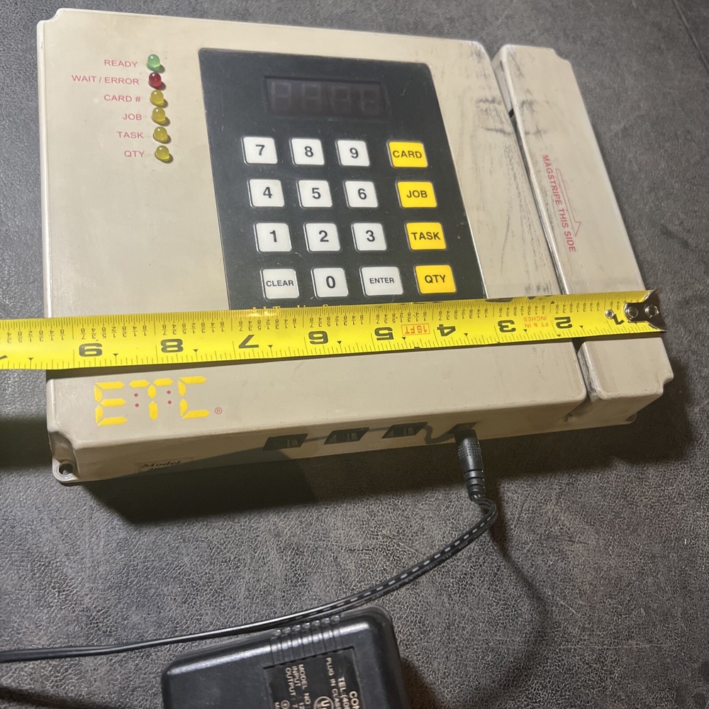 ETC MODEL 200 WORK TIME CLOCK CARD SWIPE JOB TRACKING SYSTEM WITH DISC INSTRUCT