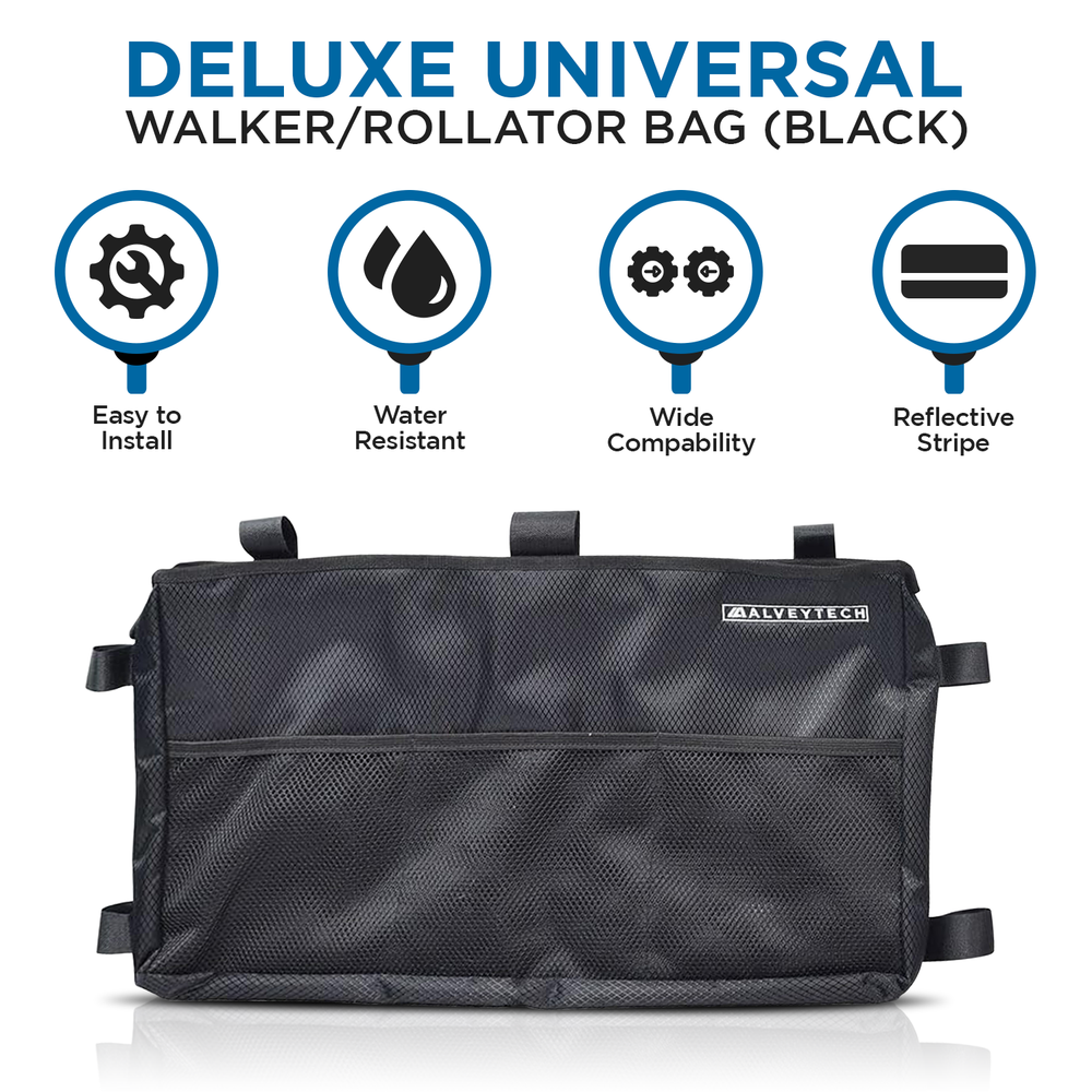 Deluxe Universal Walker/Rollator Bag - Black