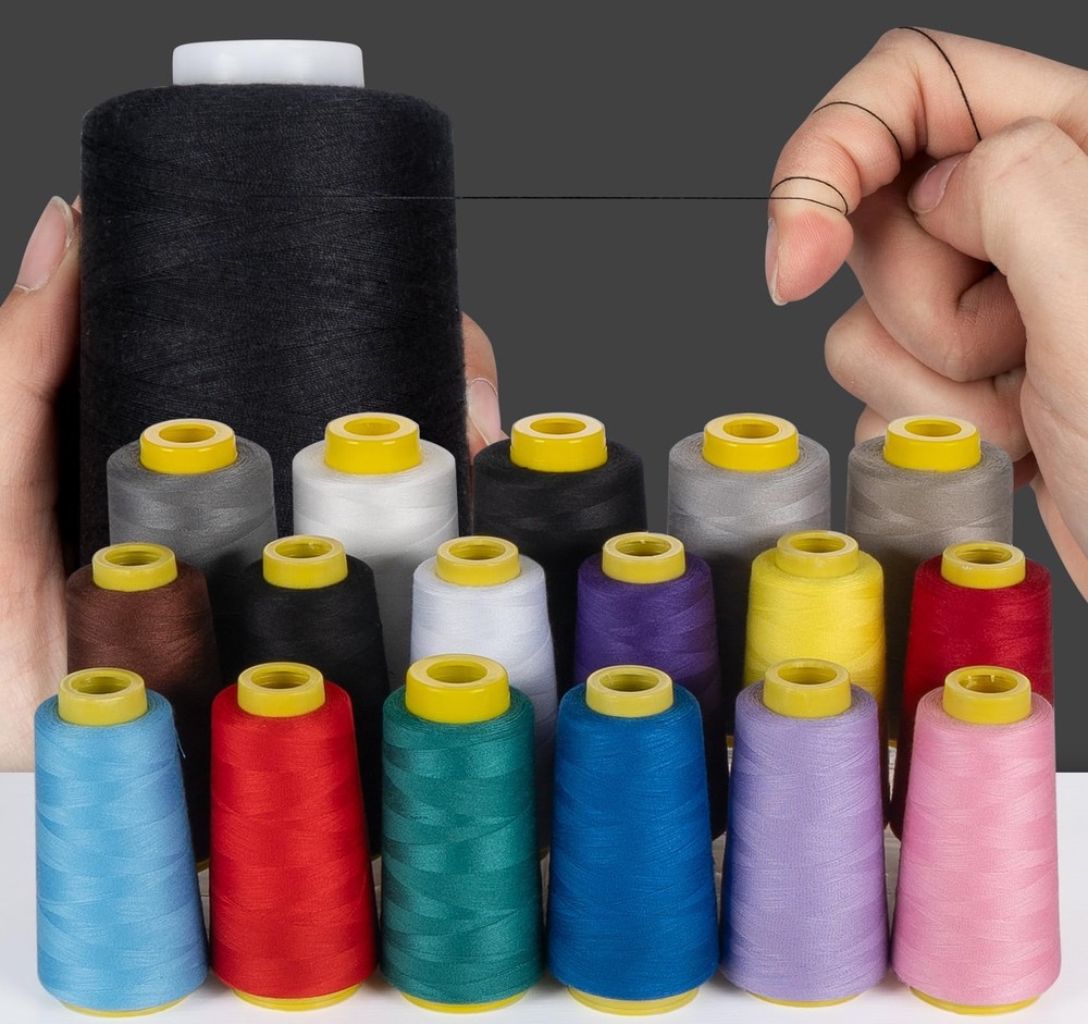 Serger Thread 4 Cones Threads of 3000 Yards Each Spool All Purpose Thread for...