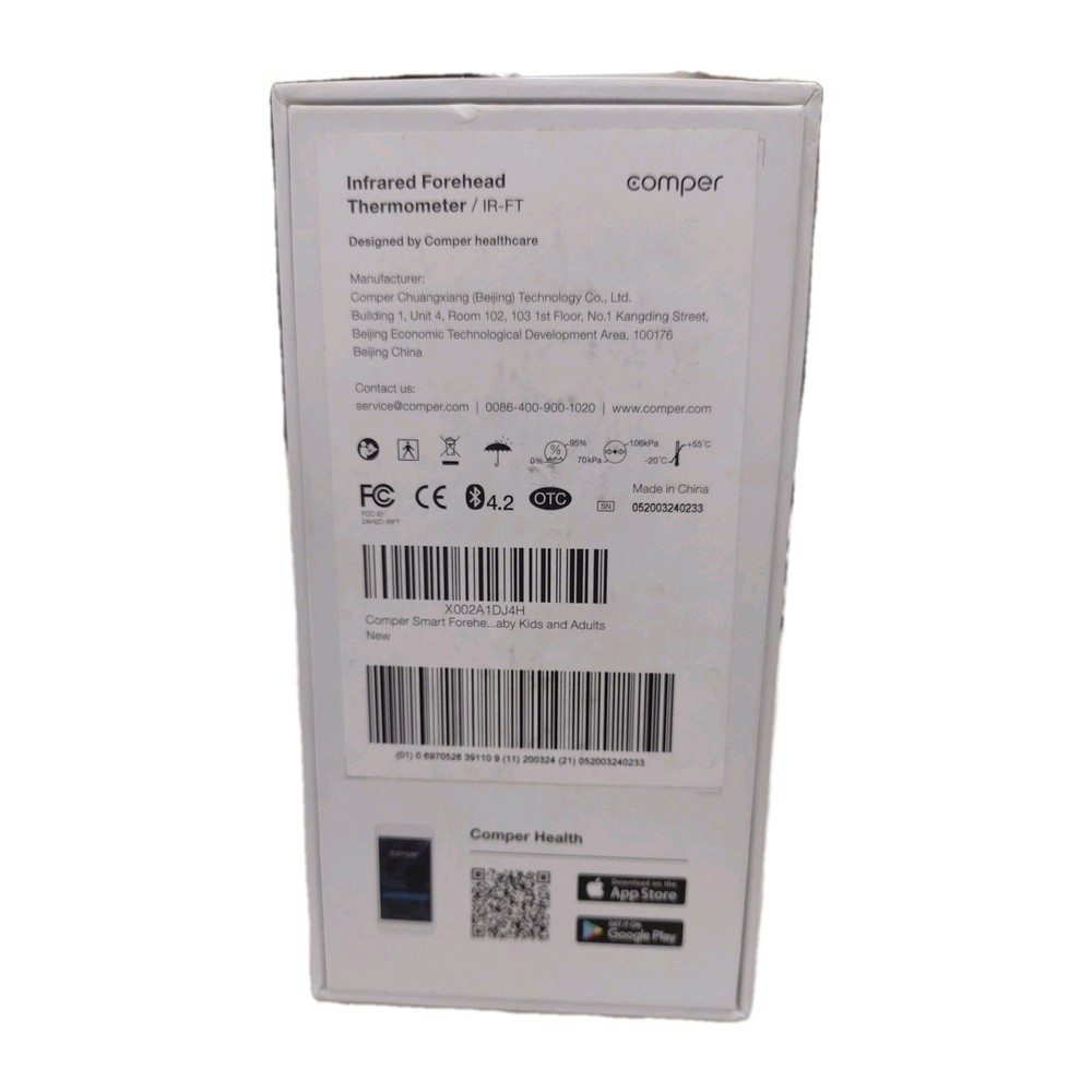 Comper Non Contact Thermometer, with Smart App, Bluetooth Connection, Good Cond.