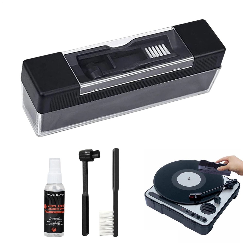 Vinyl Record Cleaning Machine Complete Album Spin Cleaner Kit Liquid Brushes