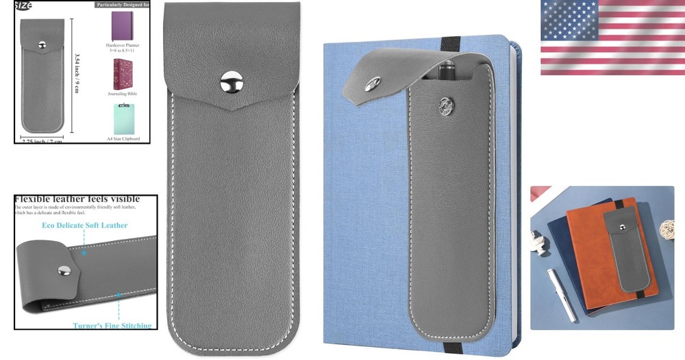 Multi-Functional Grey Pen Holder for Notebooks - Elegant and Practical Design