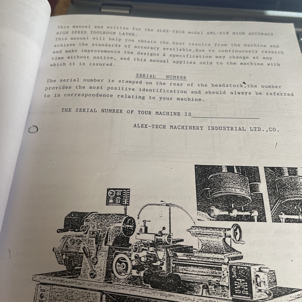 AML ALTEX-Tech Manual High Accuracy High Speed Tool Room Lathe