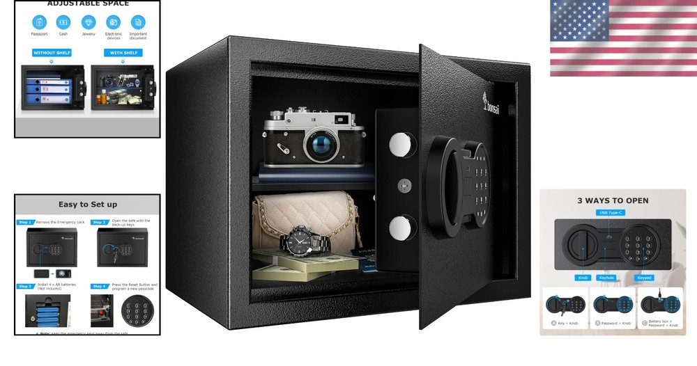 SecureShield 0.6 Cu Ft Steel Safe with Electronic Lock