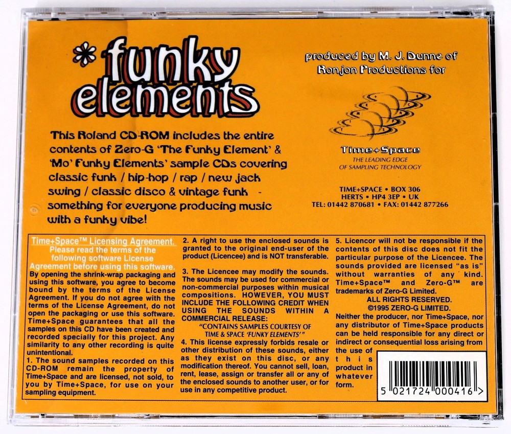 Zero-G Funky Elements Roland Format Sample/Sound Library/Sampling CD 1990s