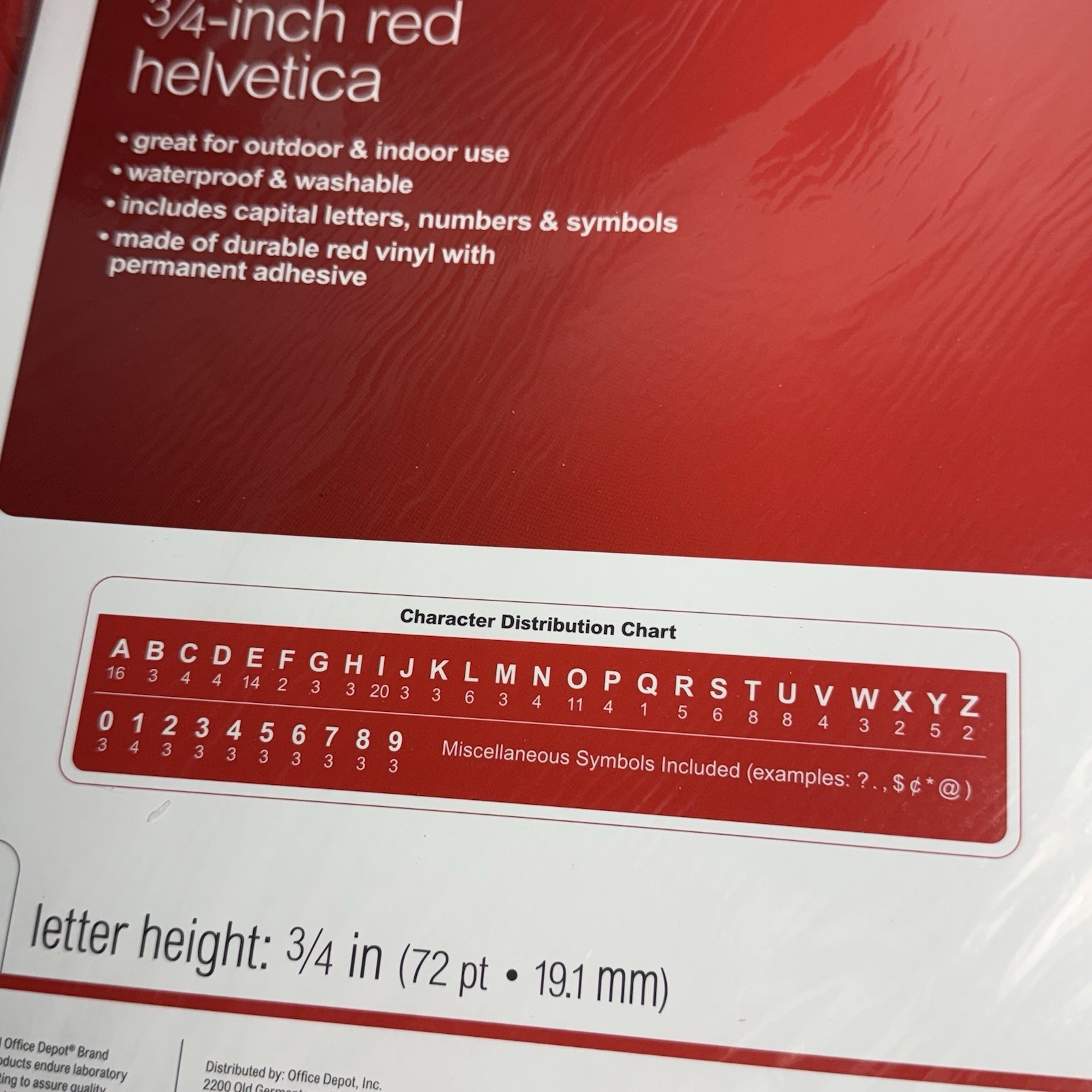Lot of 4 Office Depot Adhesive Letters & Numbers, Symbols 3/4-Inch RED 72 PIECES
