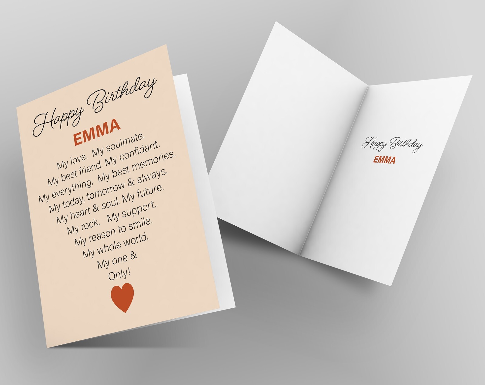 Personalized Name Romantic Happy Birthday Card for Her Wife Girlfriend Husband