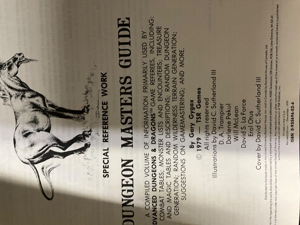 Advanced Dungeons & Dragons Dungeon Masters Guide, Revised Edition 1979 TSR,