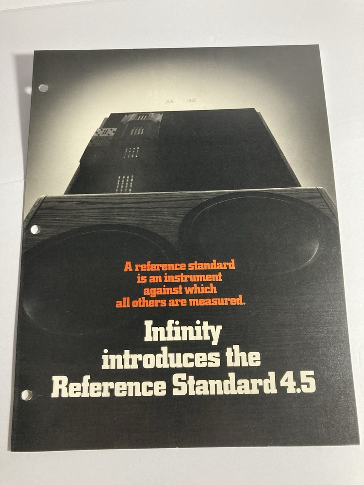 Infinity Reference Standard 4.5 Speakers Brochure 1980 Excellent Condition