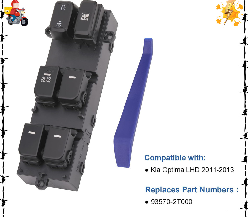 Main Window Switch Power Control Button Compatible with Kia Optima LHD 2011 2012
