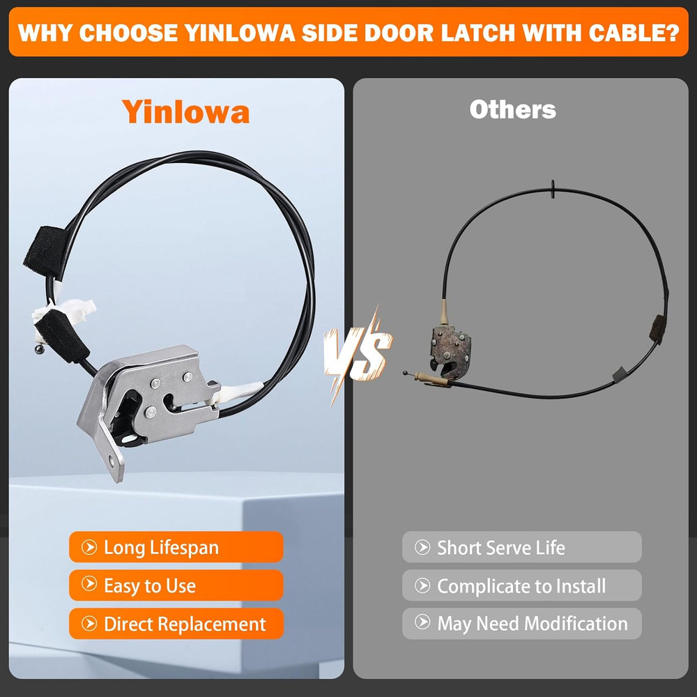 Side Door Latch Cable for 1992-2014 Ford E150 E250 E350 Econoline Van Passenger