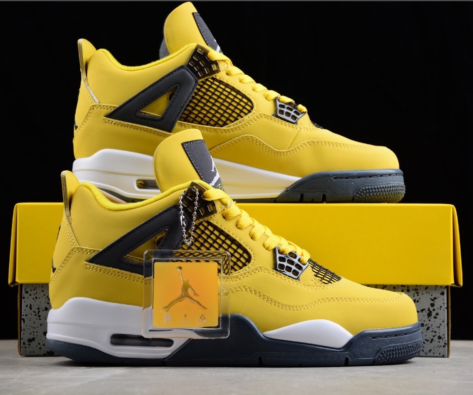 US Size 7-12 Jordan 4 Retro "Tour Yellow"Men's Mid Top Basketball Shoes.