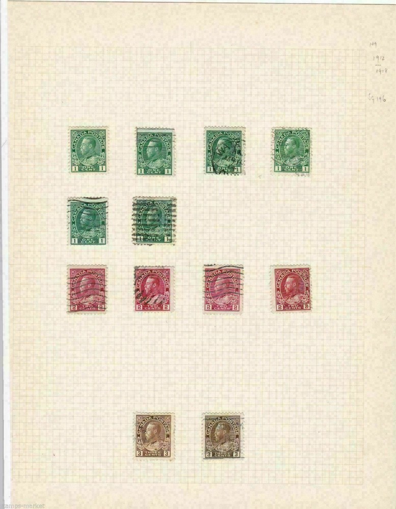 CANADA 1911 - 22 , GEORGE V USED VALUES  , REF 1294