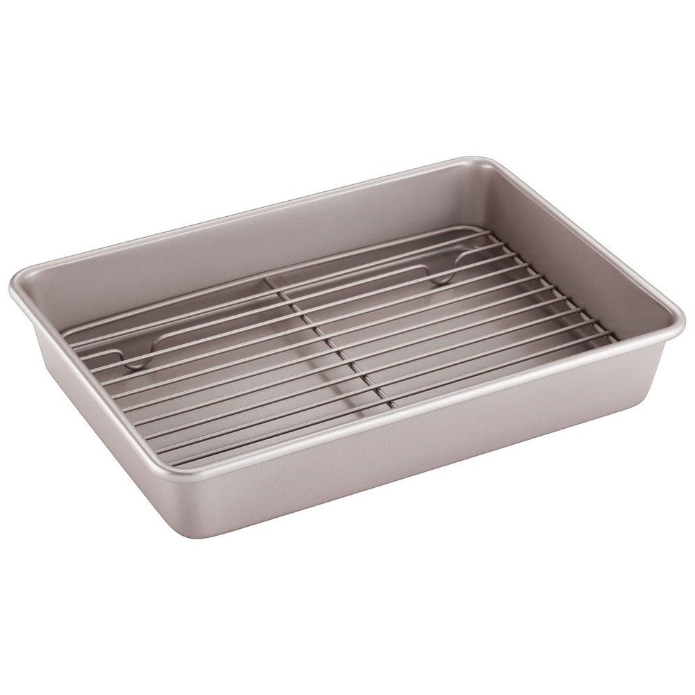 Roasting Pan with Rack, 13-Inch Non-Stick Rectangular Deep Dish Oven-BBQ Bake...