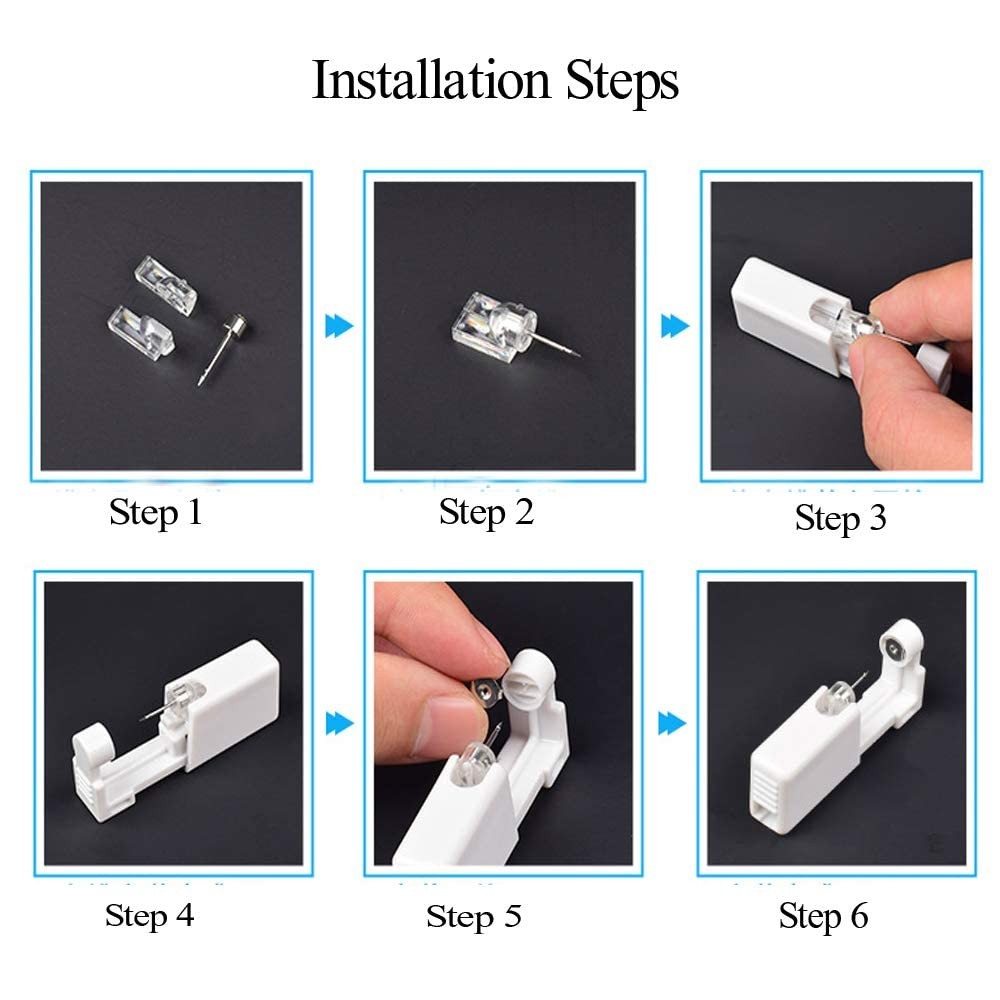 2 Pack Self Ear Piercing Gun EarringDisposable Piercing Kit No Pain Easy Use