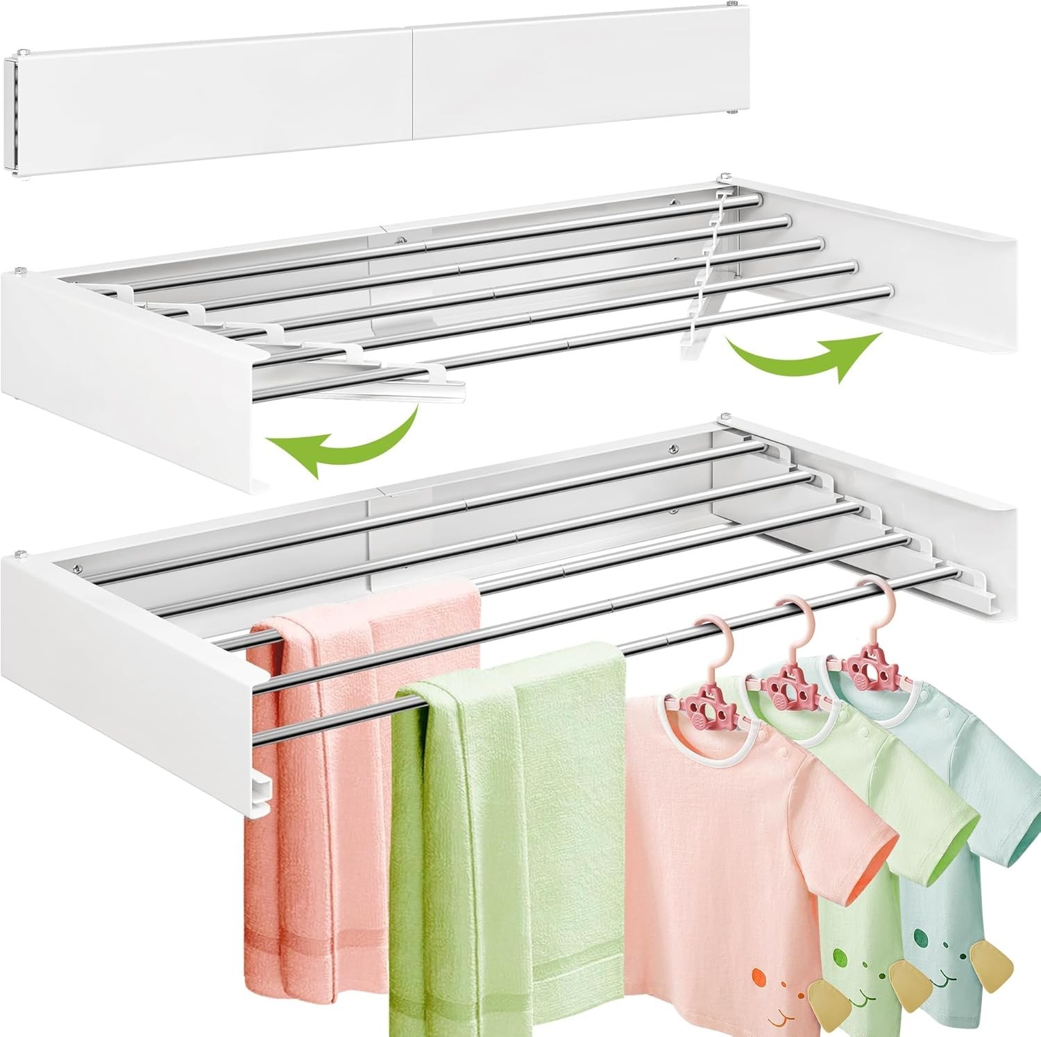 Wall Mounted Clothes Drying Rack 32" Foldbale Laundry Drying Rack Space Saver