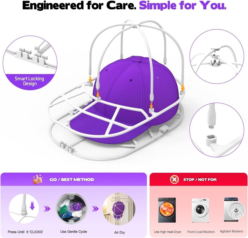 Space-Saving Hat Washer Cage - Ultimate Cleaner & Protector for Cap Care, 1 Pack