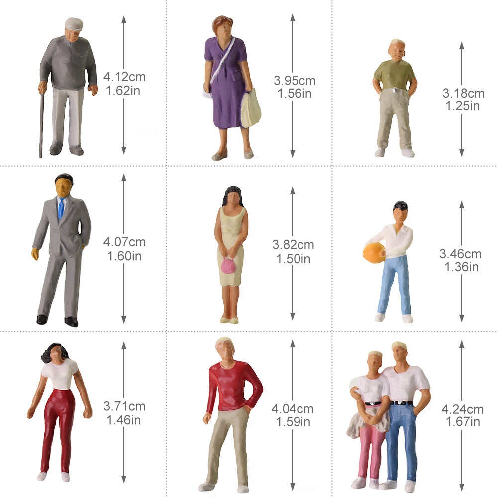 Model Trains 30pcs Different O Scale 1:43 Model Figures Standing People P4310