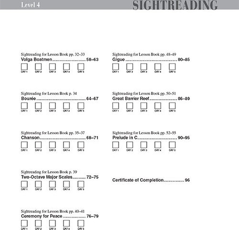 Level 4 - Sightreading Book - Level 4
