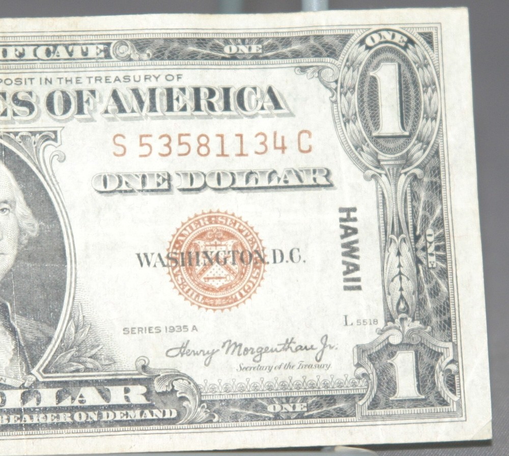 One Dollar Silver Certificate Hawaii Overprint 1935 A (nice condition)