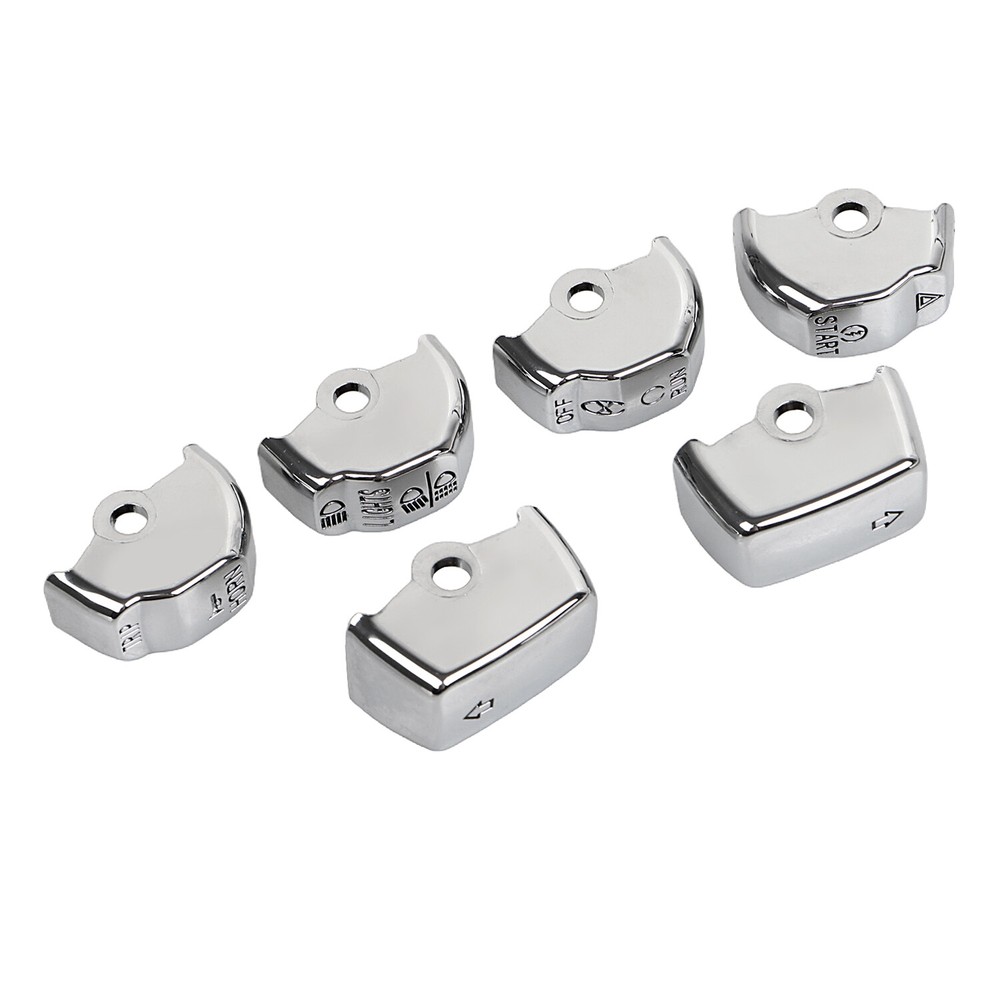 6Pcs Chrome Hand Control Switch Housing Button Cover Cap for Harley Softail Dyna